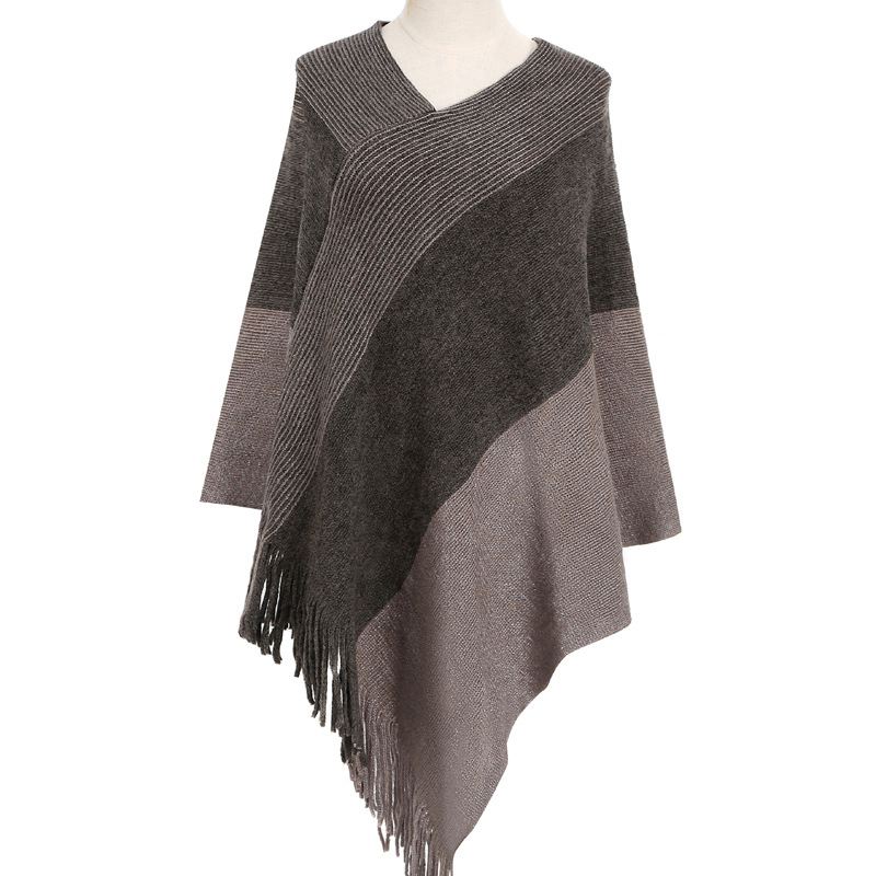 Strikket Sjal Cape Warm Tassel Cloak