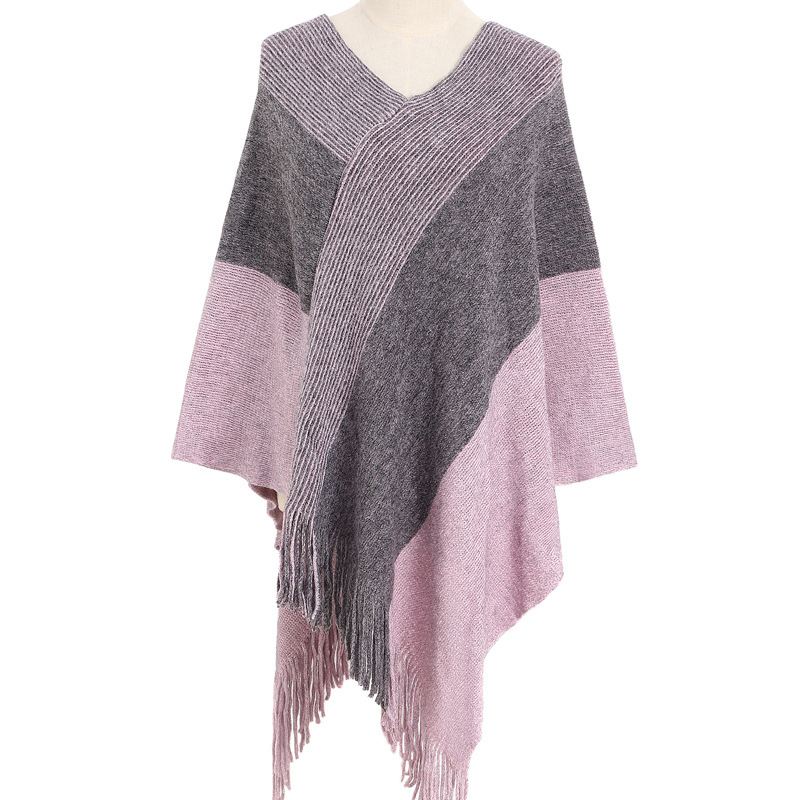 Strikket Sjal Cape Warm Tassel Cloak