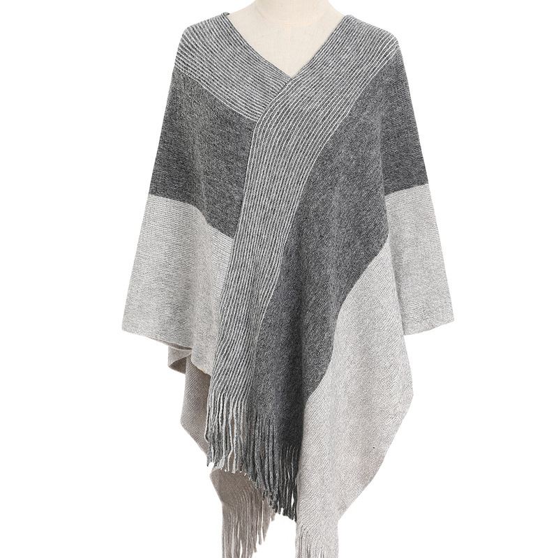 Strikket Sjal Cape Warm Tassel Cloak