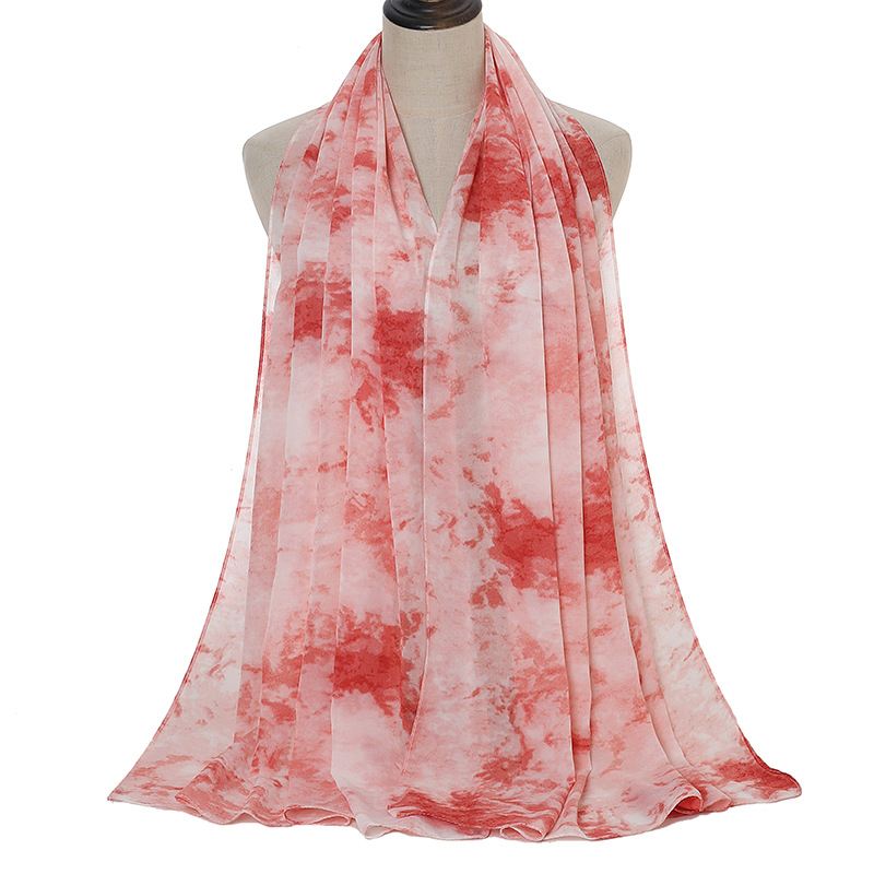 Tie-dye Printet Perle Chiffon Tørklæde Sjal