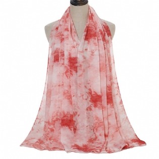 Tie-dye Printet Perle Chiffon Tørklæde Sjal