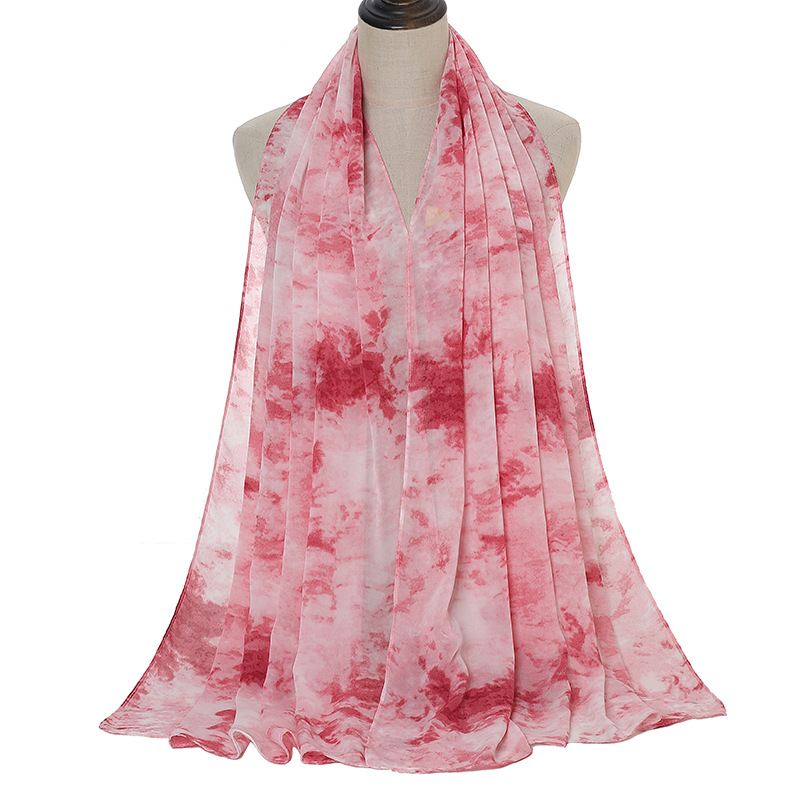 Tie-dye Printet Perle Chiffon Tørklæde Sjal