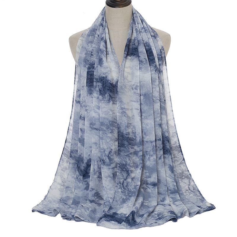 Tie-dye Printet Perle Chiffon Tørklæde Sjal