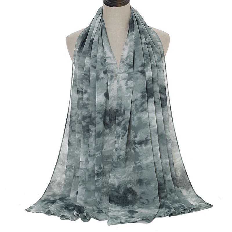 Tie-dye Printet Perle Chiffon Tørklæde Sjal