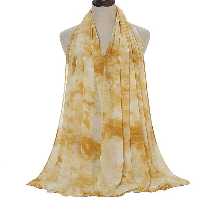 Tie-dye Printet Perle Chiffon Tørklæde Sjal