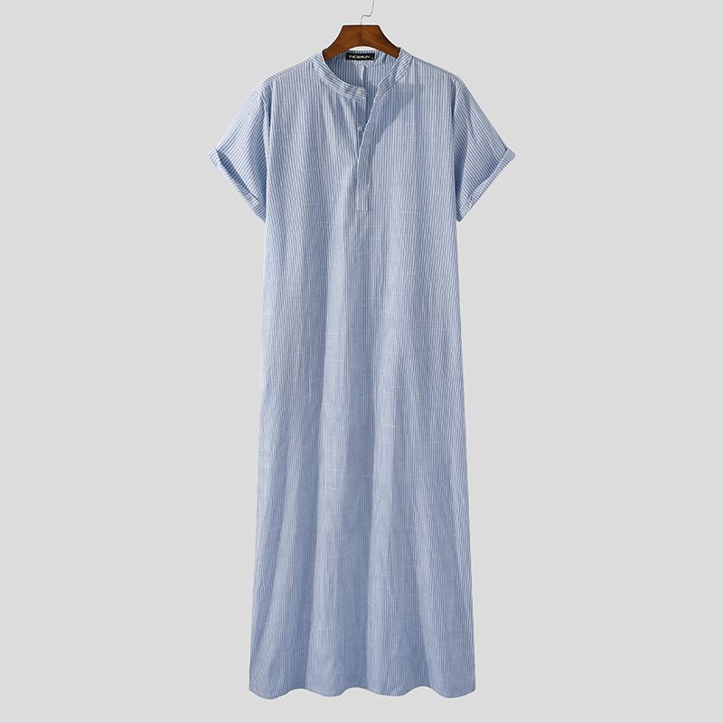 Herre 100% Bomuld Stribet Casual Robe Kaftan