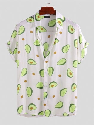 Herre Avocado Trykte Sommer Hawaii Stil Casual Vacation Mode Skjorter