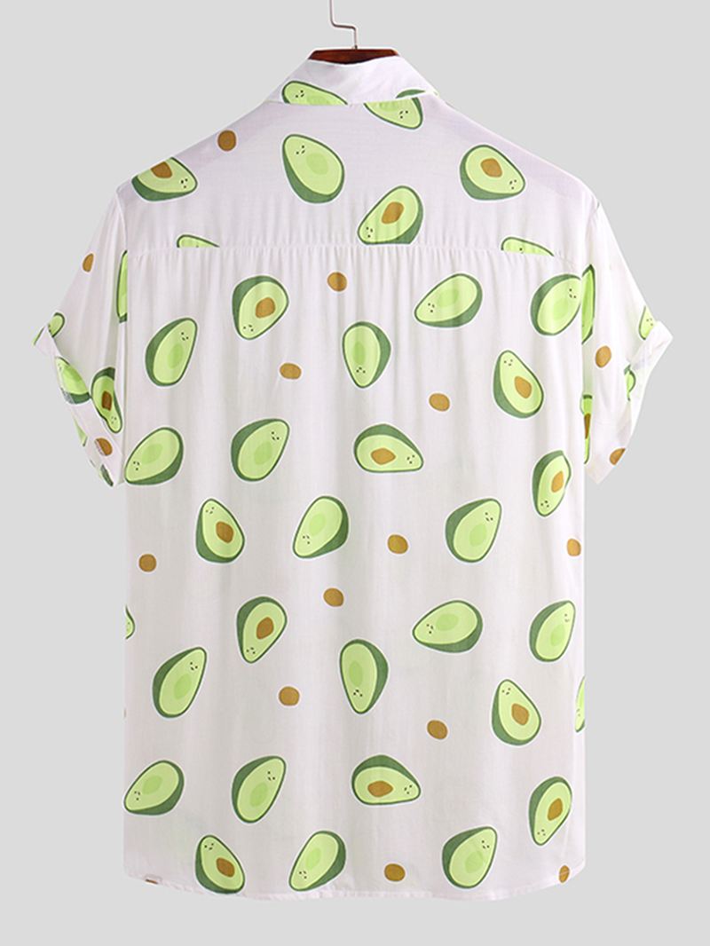 Herre Avocado Trykte Sommer Hawaii Stil Casual Vacation Mode Skjorter