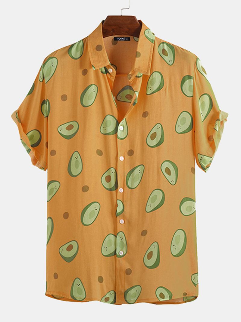 Herre Avocado Trykte Sommer Hawaii Stil Casual Vacation Mode Skjorter