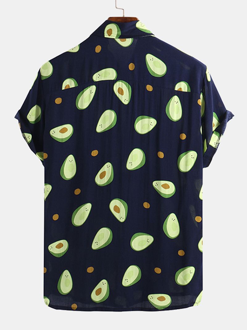 Herre Avocado Trykte Sommer Hawaii Stil Casual Vacation Mode Skjorter