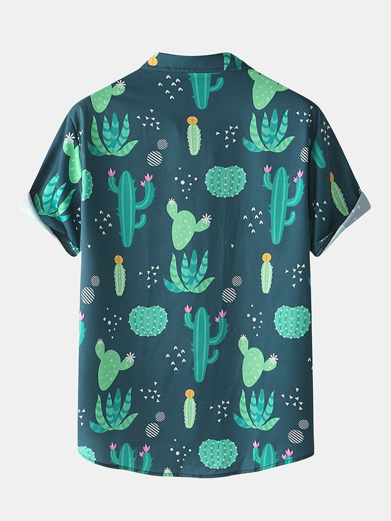 Herre Cactus Plant Med Tryk Revers Snøre Shorts Holiday Two Pieces Outfits