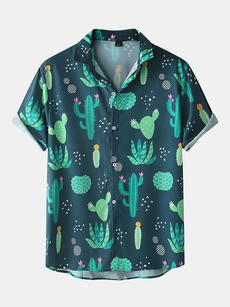 Herre Cactus Plant Med Tryk Revers Snøre Shorts Holiday Two Pieces Outfits