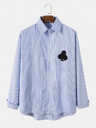 Herre Casual Korean Poker Club Brodery High-low Hem Shirt