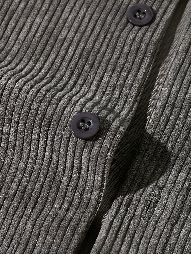 Herre Corduroy Ensfarvet Label Button Casual Skjorte