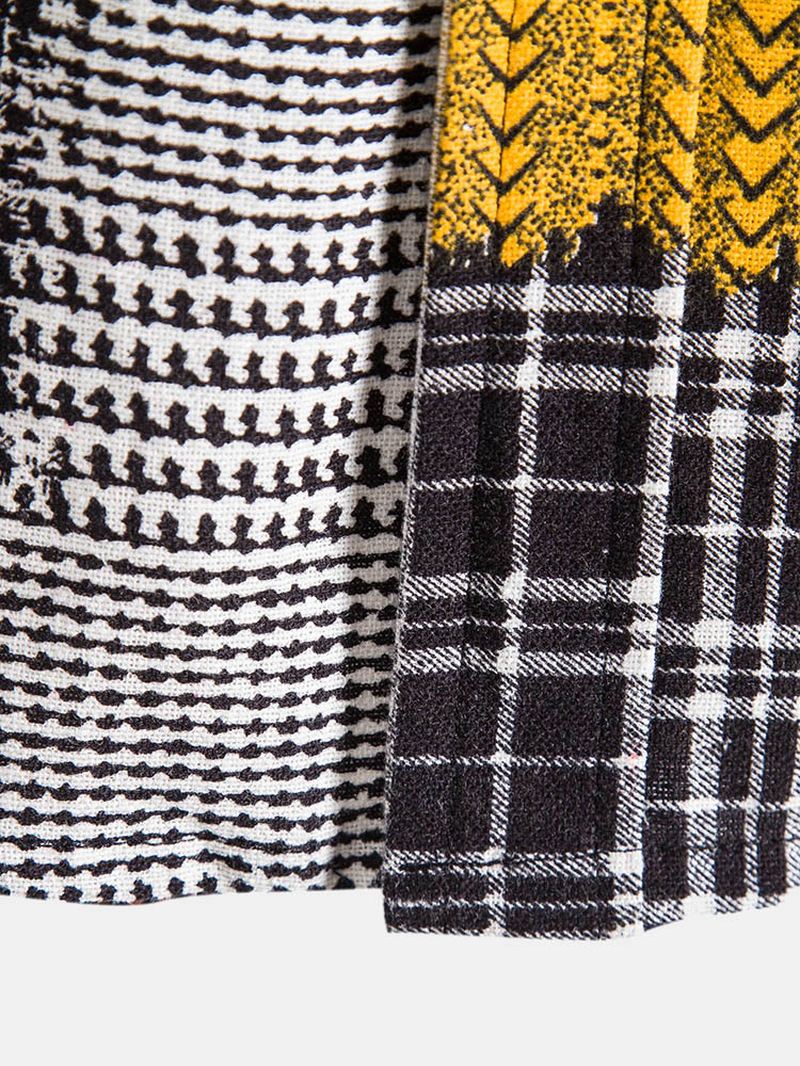 Herre Holiday Plaid & Houndstooth Color Block Patchwork-skjorter