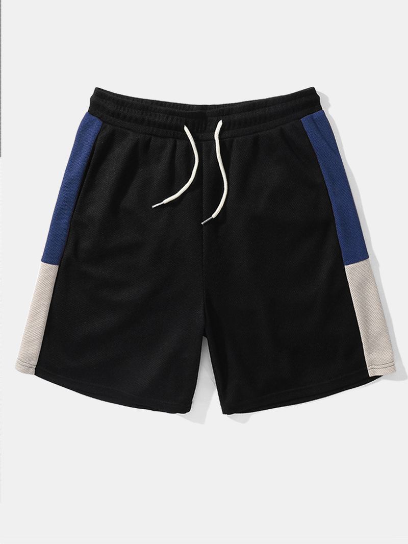 Herre Kontrastfarve Strikket Syninger Skjorter Shorts To Stykker Outfits