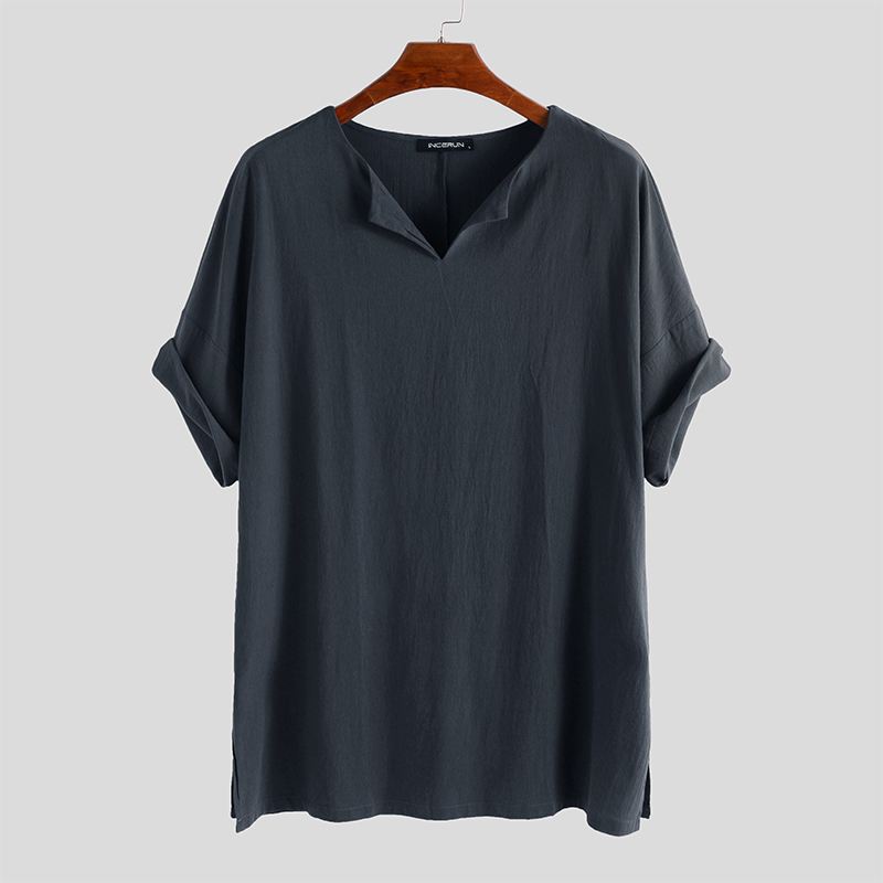 Herre Sommer Casual Løse Ensfarvede T-shirts Toppe