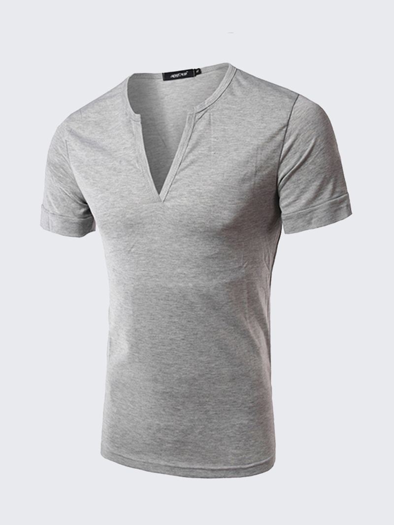 Herremode Sexede T-shirts Med Dyb V-krave Casual Slanke Rene Korte Ærmer T-shirts