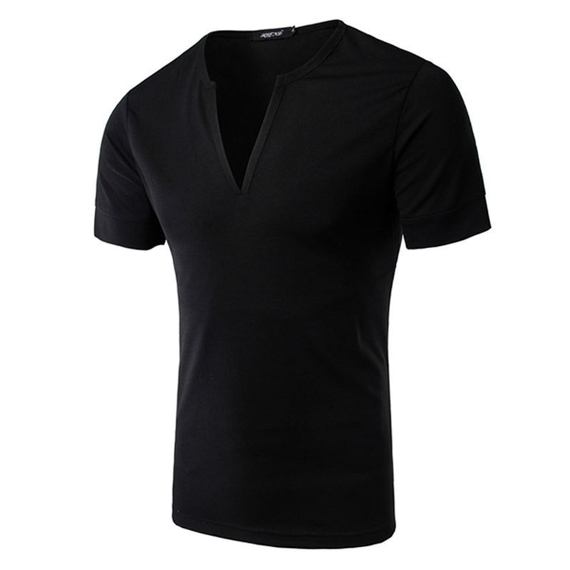 Herremode Sexede T-shirts Med Dyb V-krave Casual Slanke Rene Korte Ærmer T-shirts