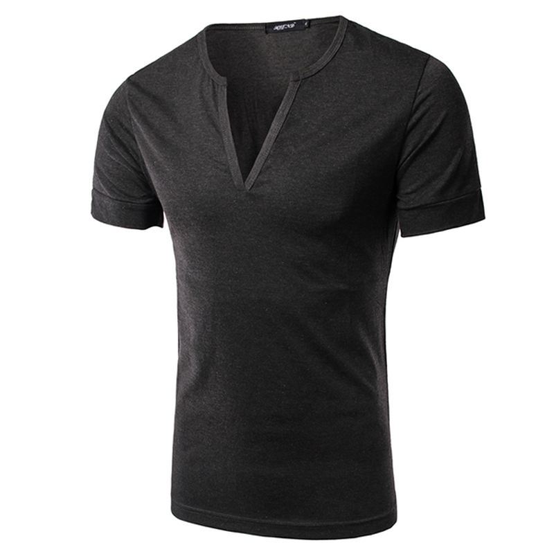 Herremode Sexede T-shirts Med Dyb V-krave Casual Slanke Rene Korte Ærmer T-shirts