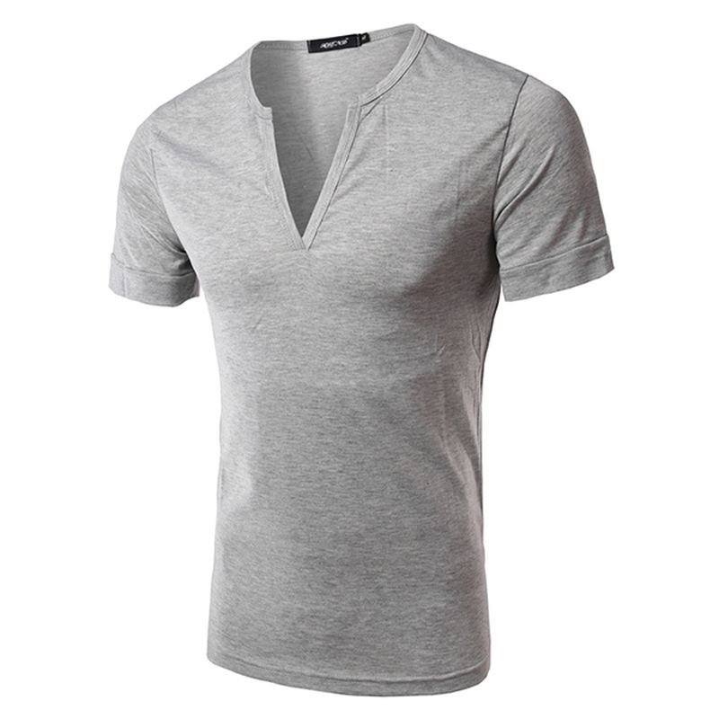 Herremode Sexede T-shirts Med Dyb V-krave Casual Slanke Rene Korte Ærmer T-shirts