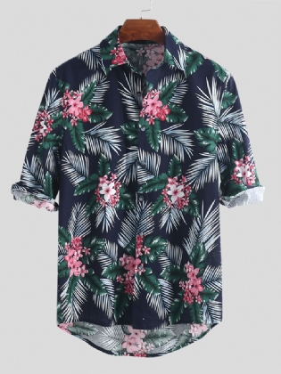 Mænd Tropical Plants Printede Hawaii Casual Skjorter