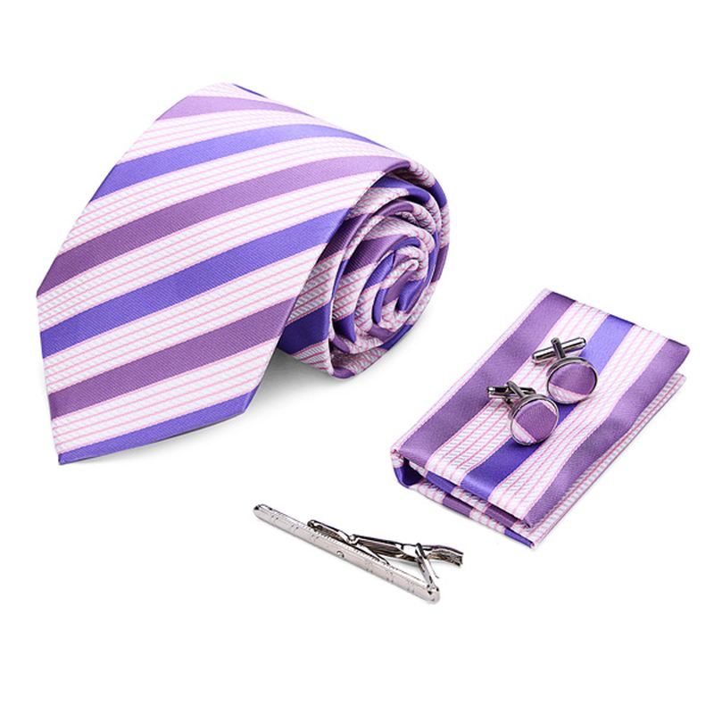 Herre Business Arrow Tie Sæt Tie Clips Manchetknapper Kerchief Gift Series