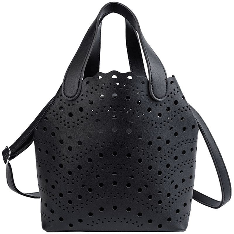 2 Stk Kvinder Hollow Out Pu Læder Bucket Bag