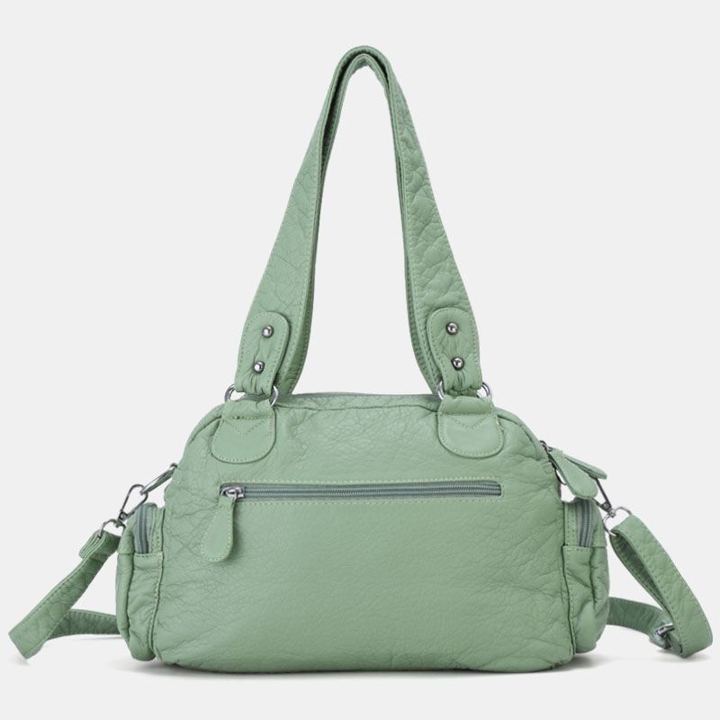 Angel Kiss Kvinder Pu Læder Multi-carry Ensfarvet Mode Casual Skuldertaske Crossbody Taske Håndtaske