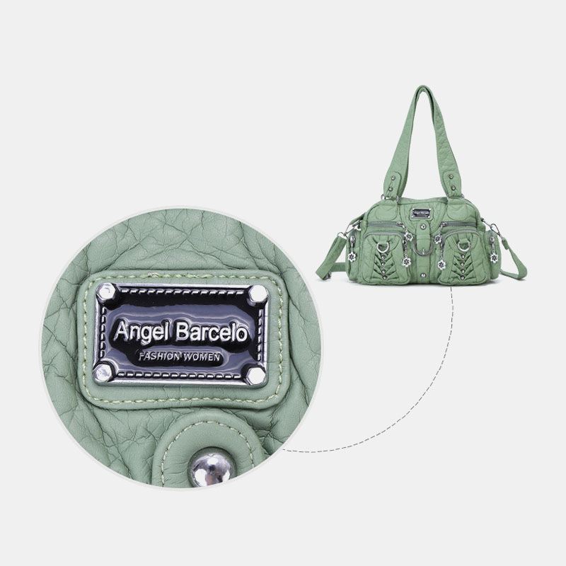 Angel Kiss Kvinder Pu Læder Multi-carry Ensfarvet Mode Casual Skuldertaske Crossbody Taske Håndtaske