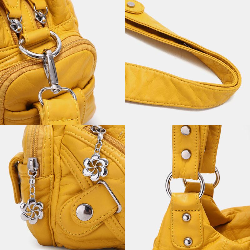 Angel Kiss Kvinder Pu Læder Vintage Multi-pocket Convertible Anti-theft Crossbody Taske Skuldertaske Håndtaske