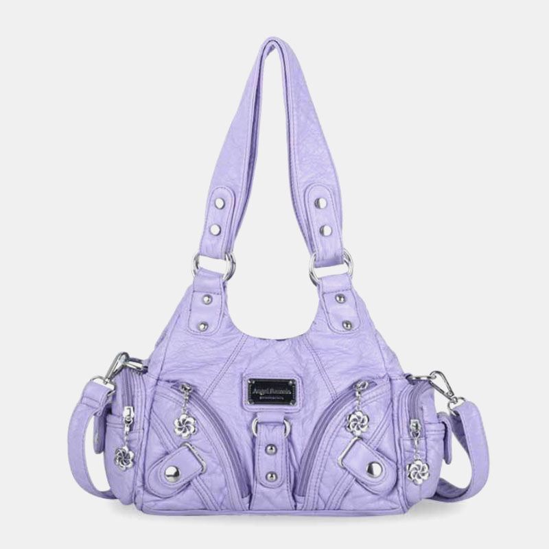 Angel Kiss Kvinder Pu Læder Vintage Multi-pocket Convertible Anti-theft Crossbody Taske Skuldertaske Håndtaske