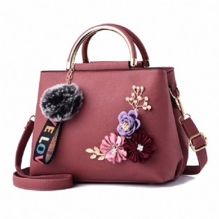 Damepunge Og Håndtaske Skuldertasker Dame Designer Top Handtag Satchel Tote Taske Med Bånd Og Blomsterdekoration