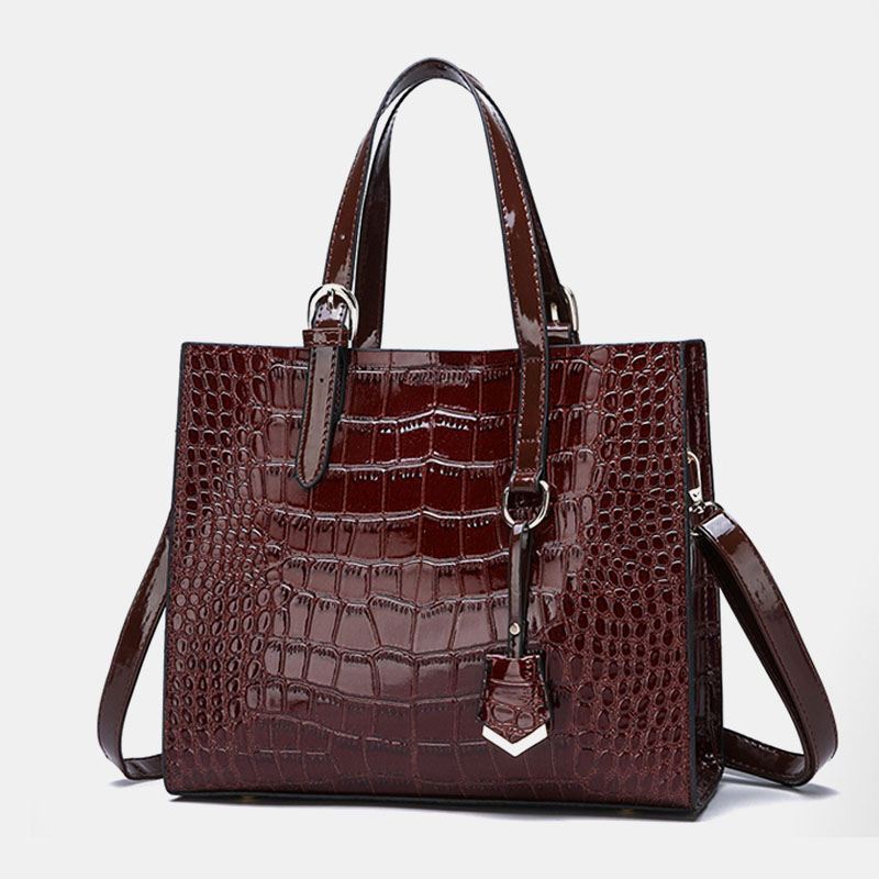 Kvinder 2 Stk Alligator Pu Multi-pocket Håndtaske Med Stor Kapacitet Crossbody Taske Tote