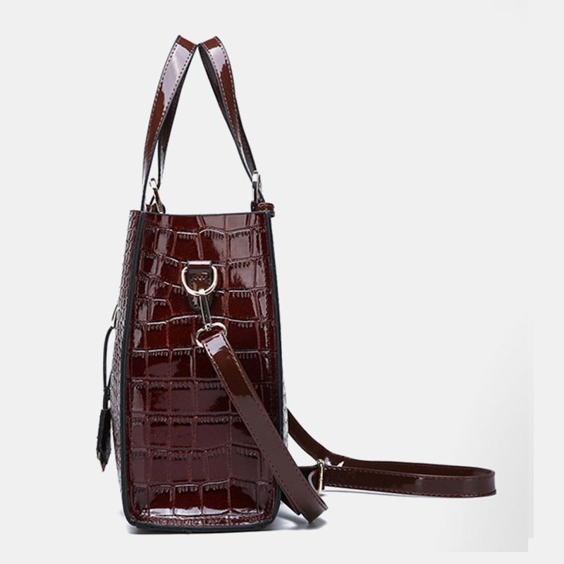 Kvinder 2 Stk Alligator Pu Multi-pocket Håndtaske Med Stor Kapacitet Crossbody Taske Tote