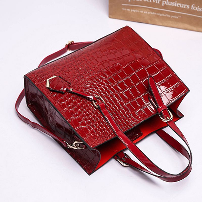 Kvinder 2 Stk Alligator Pu Multi-pocket Håndtaske Med Stor Kapacitet Crossbody Taske Tote