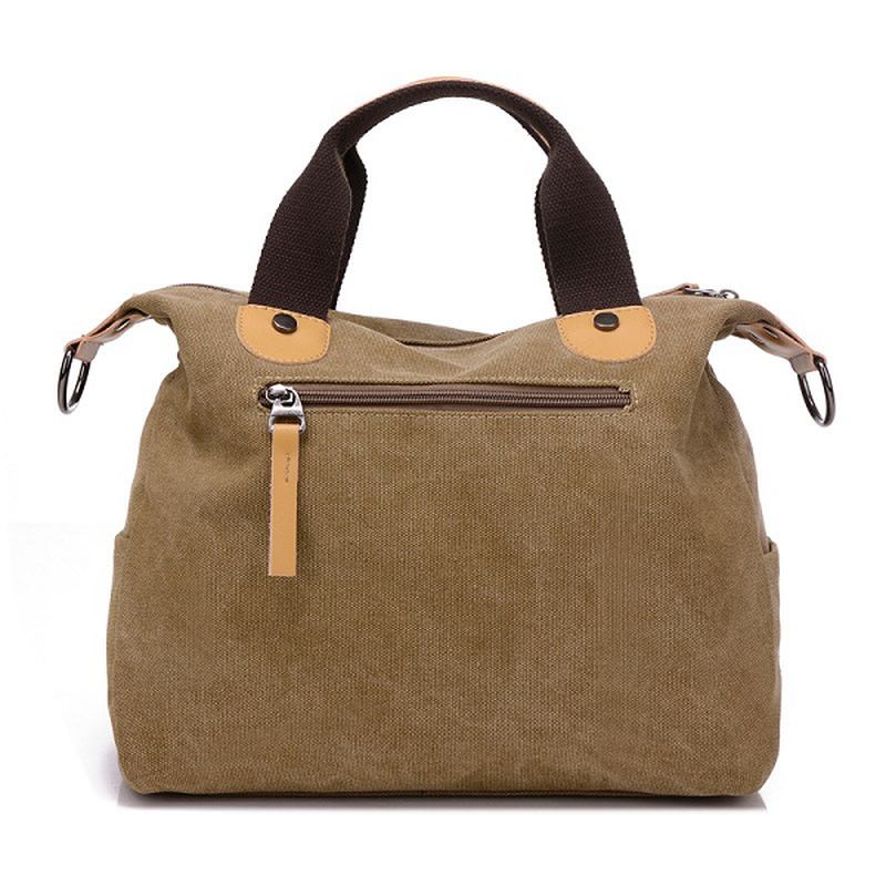 Kvinder Canvas Casual Stor Kapacitet Funktionel Multi Pocket Håndtaske Skuldertaske Crossbody Bag