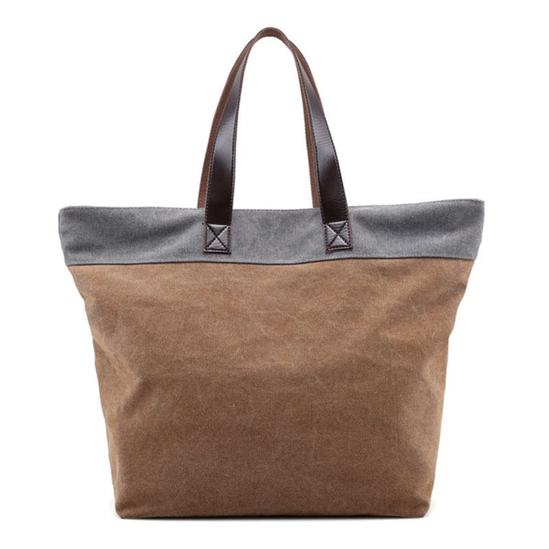 Kvinder Canvas Hit Color Tote Bag Casual Håndtaske Skuldertaske