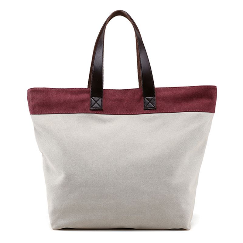 Kvinder Canvas Hit Color Tote Bag Casual Håndtaske Skuldertaske