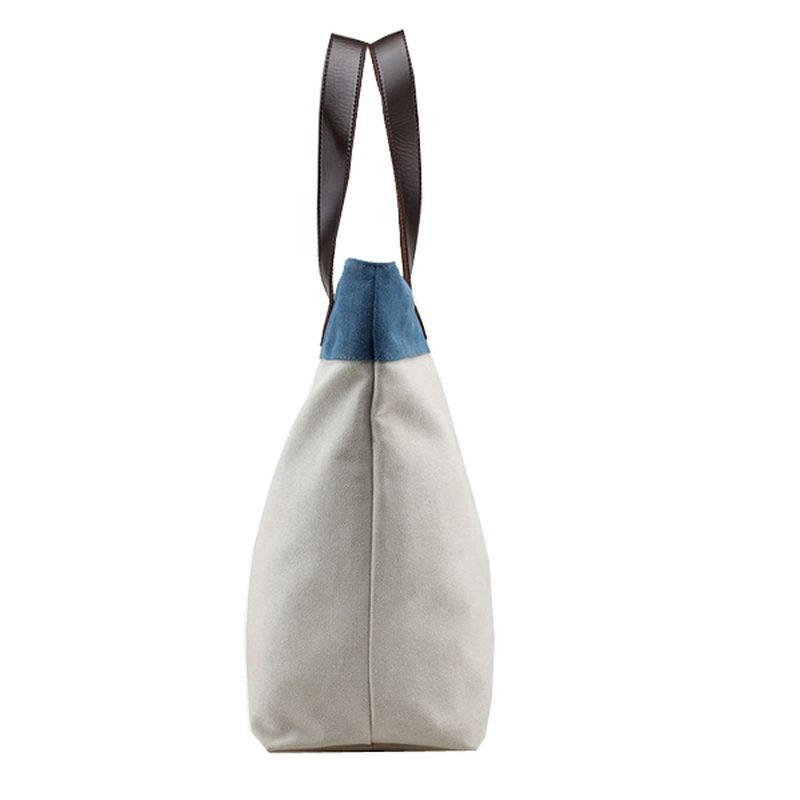 Kvinder Canvas Hit Color Tote Bag Casual Håndtaske Skuldertaske