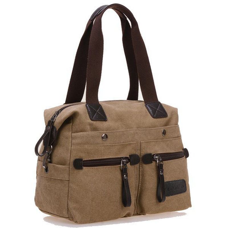 Kvinder Mænd Canvas Multi Pocket Håndtasker Casual Pillow Skulder Crossbody Tasker