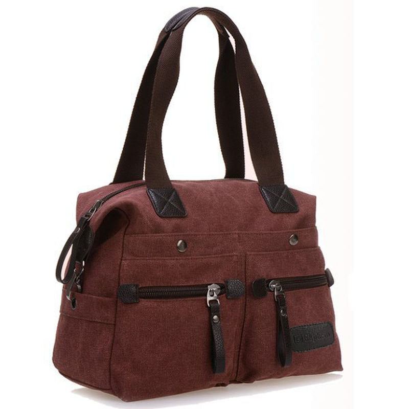 Kvinder Mænd Canvas Multi Pocket Håndtasker Casual Pillow Skulder Crossbody Tasker