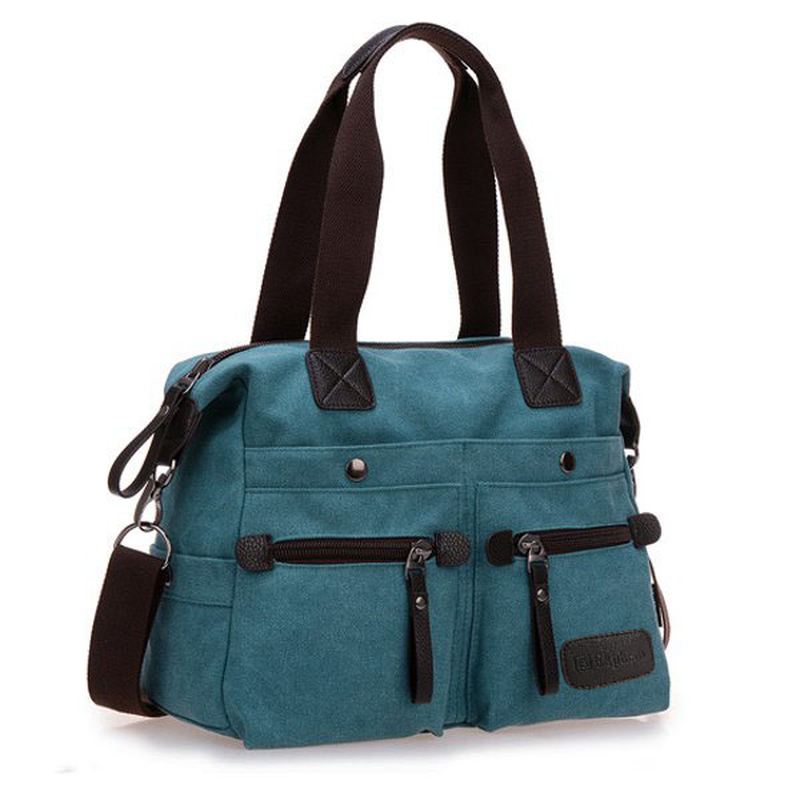 Kvinder Mænd Canvas Multi Pocket Håndtasker Casual Pillow Skulder Crossbody Tasker