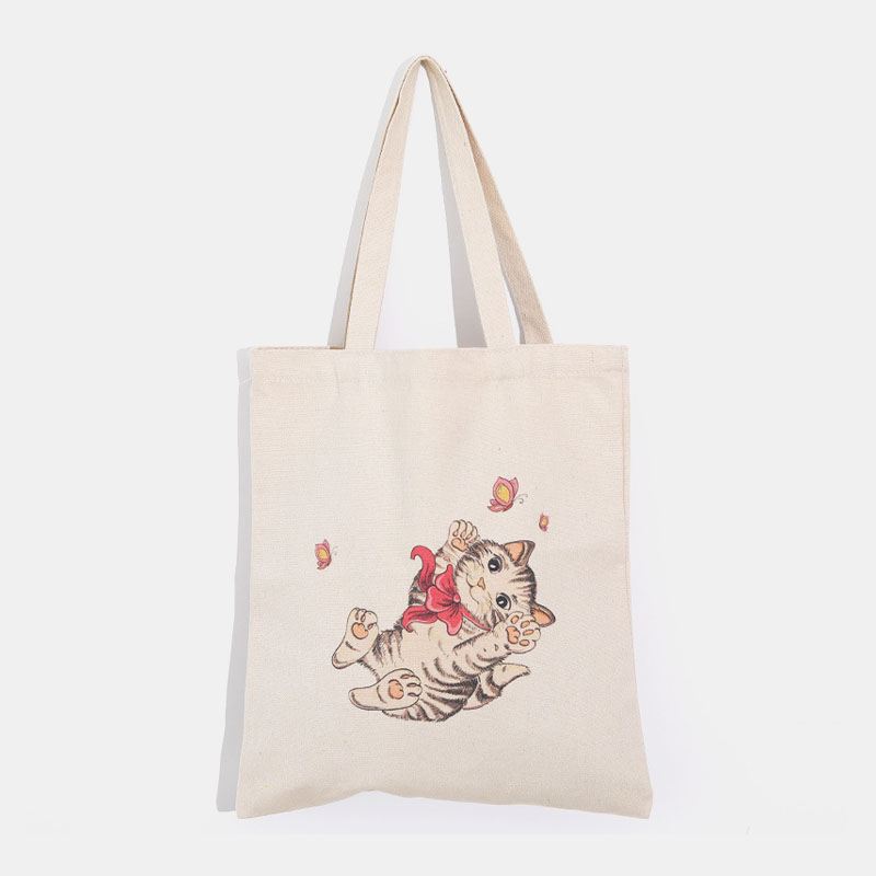 Kvinder Med Tryk Kat Pattern Skuldertaske Casual Shopping Bag