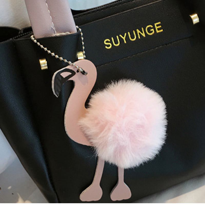 Kvinder Mode Håndtaske Crossbody Taske Skuldertaske Flamingo Vedhæng Tå