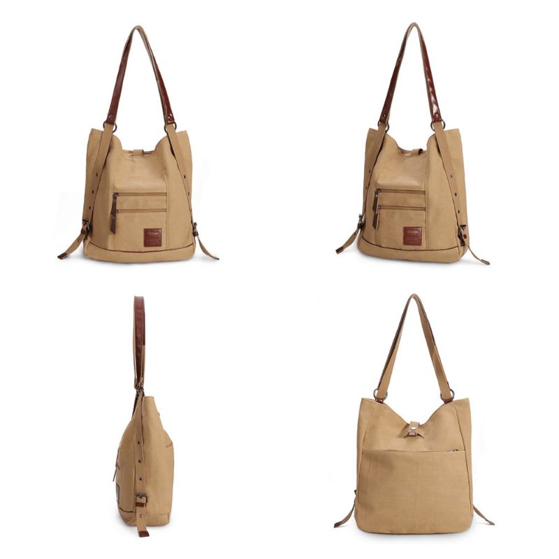 Kvinder Multi-carry Casual Canvas Håndtaske Skuldertaske Satchel Rygsæk