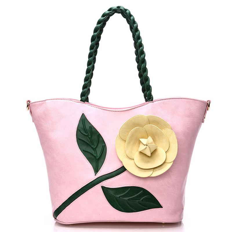 Kvinder Multifunktionel Pu Læder Vintage Solid Rose Håndtaske