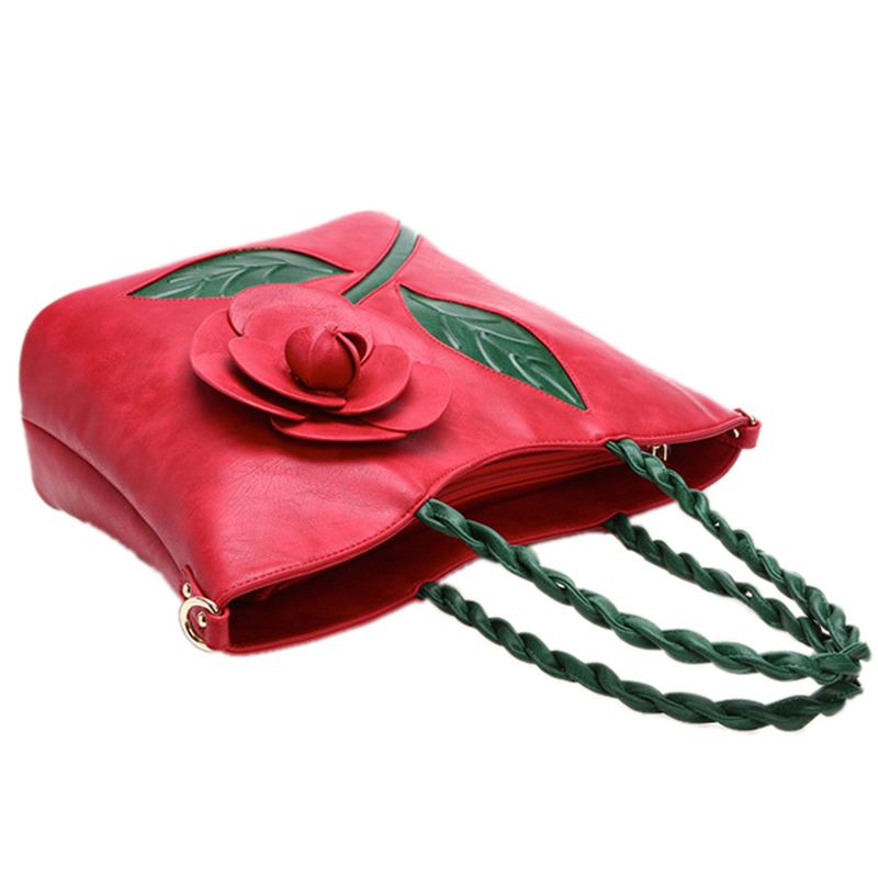 Kvinder Multifunktionel Pu Læder Vintage Solid Rose Håndtaske