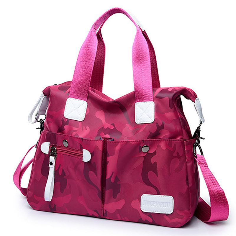 Kvinder Nylon Camouflage Tote Håndtasker Frontlommer Skuldertasker Crossbody Tasker