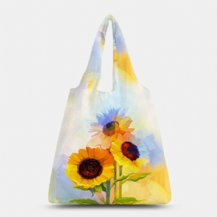 Kvinder Nylon Tie Dye Solsikkemønster Med Tryk Sommertaske Skuldertaske Håndtaske Tote